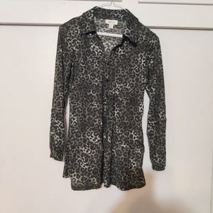 Style & Co Green Leopard Blouse Size PP